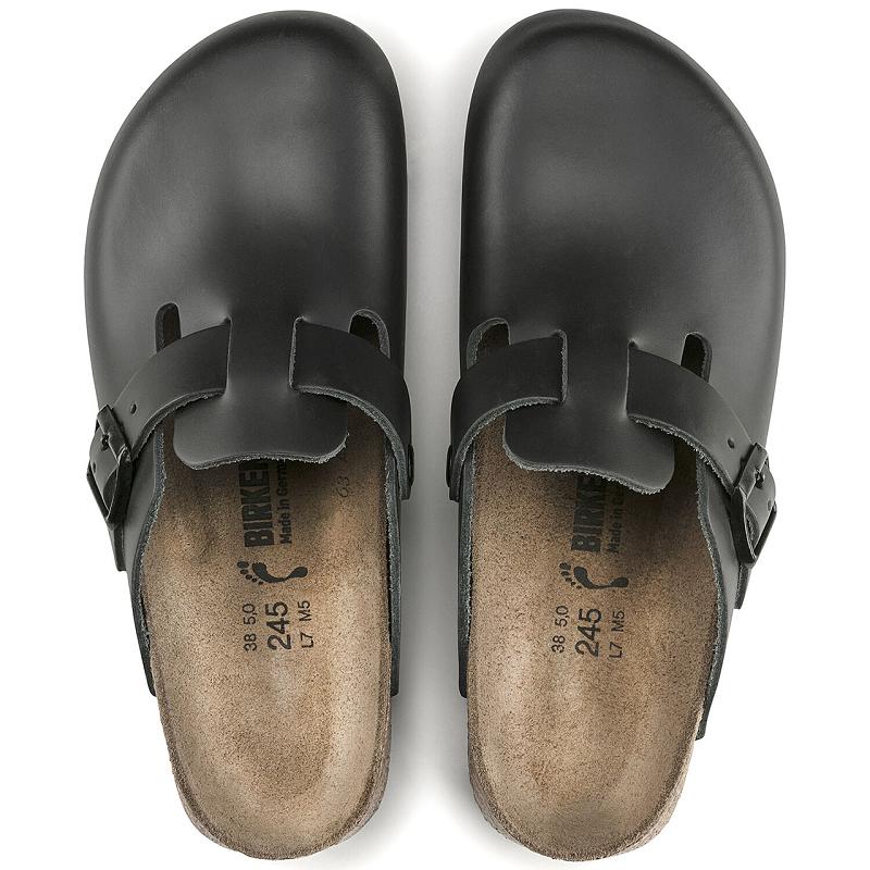 Birkenstock Super Grip Læder Boston Herre Sort | DK 207FDN